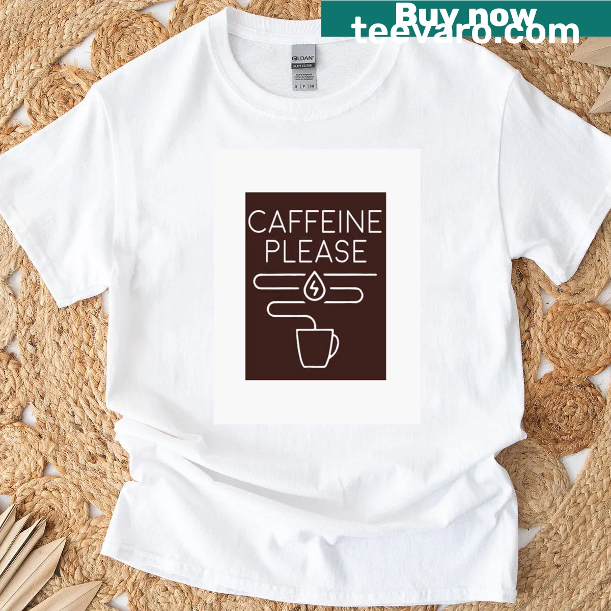 T-shirt with the phrase 'Coffee Please' in a friendly design — on a men's t-shirt