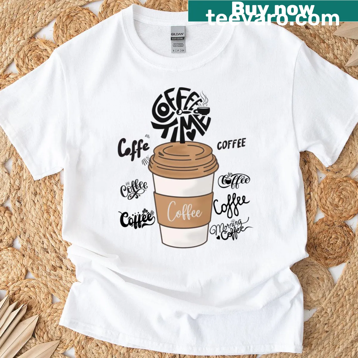 Warm coffee time message on a T-shirt — on a men's t-shirt