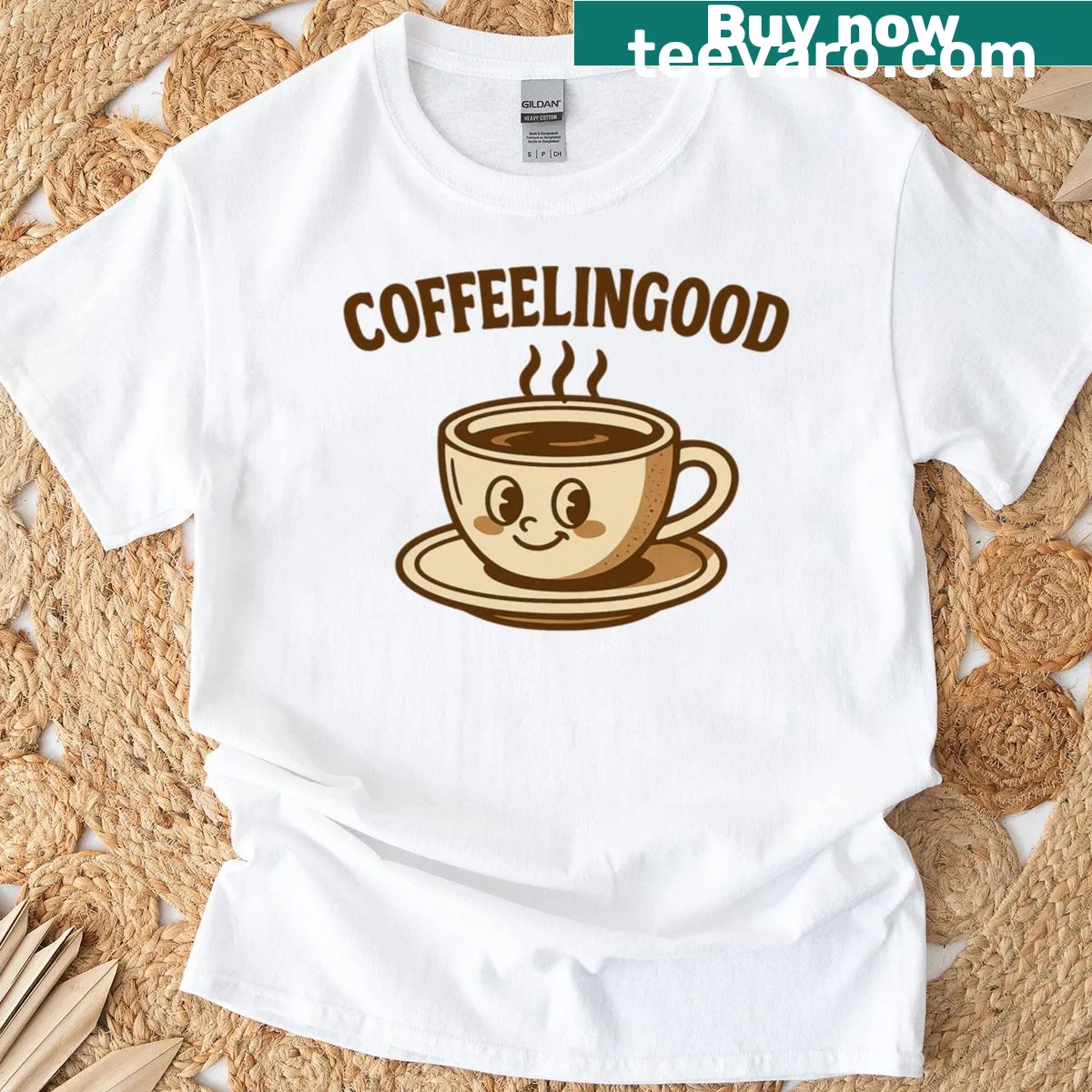 Positive coffee vibes text on a T-shirt — on a men's t-shirt
