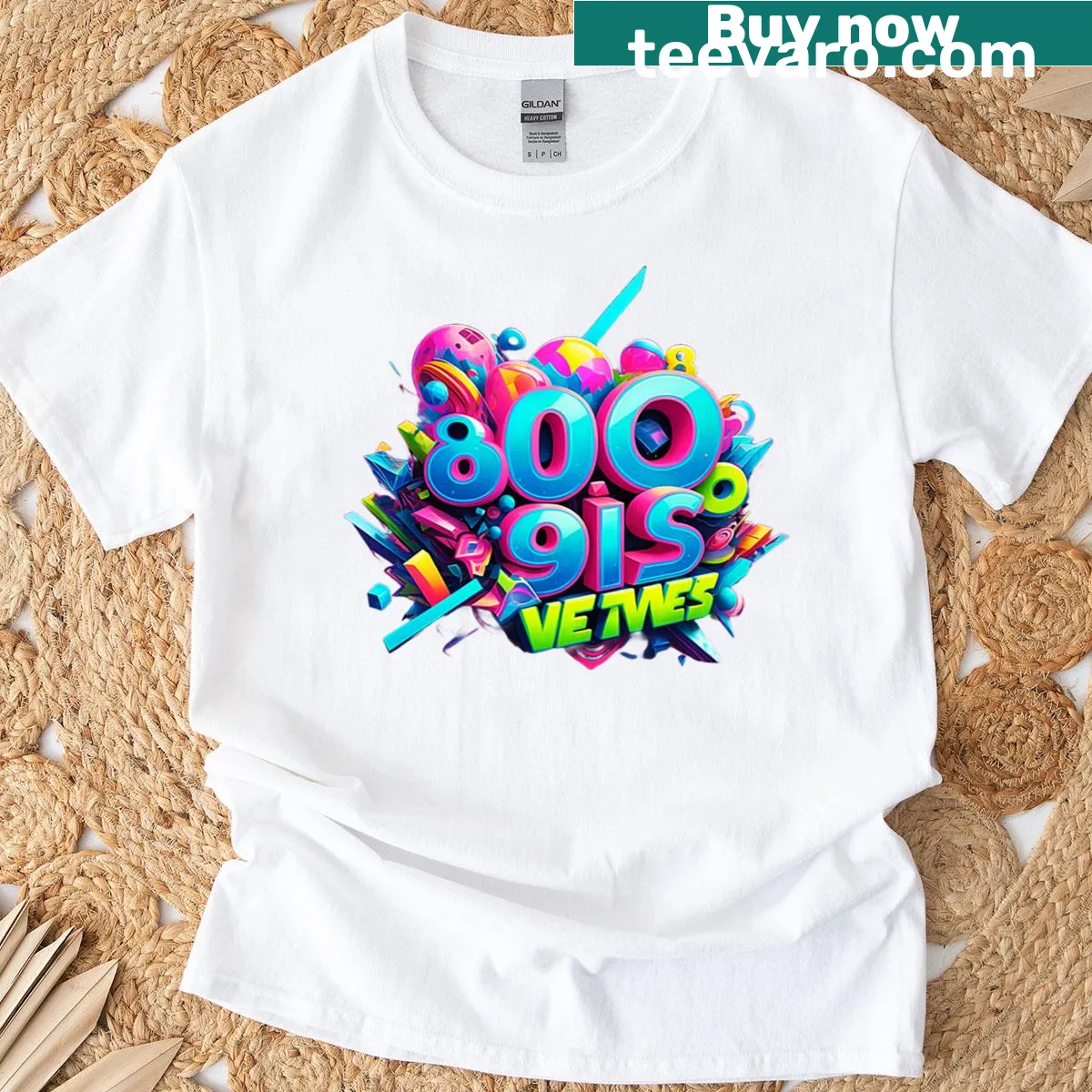 Retro wave design T-shirt inspired by 80s aesthetics — on a men's t-shirt