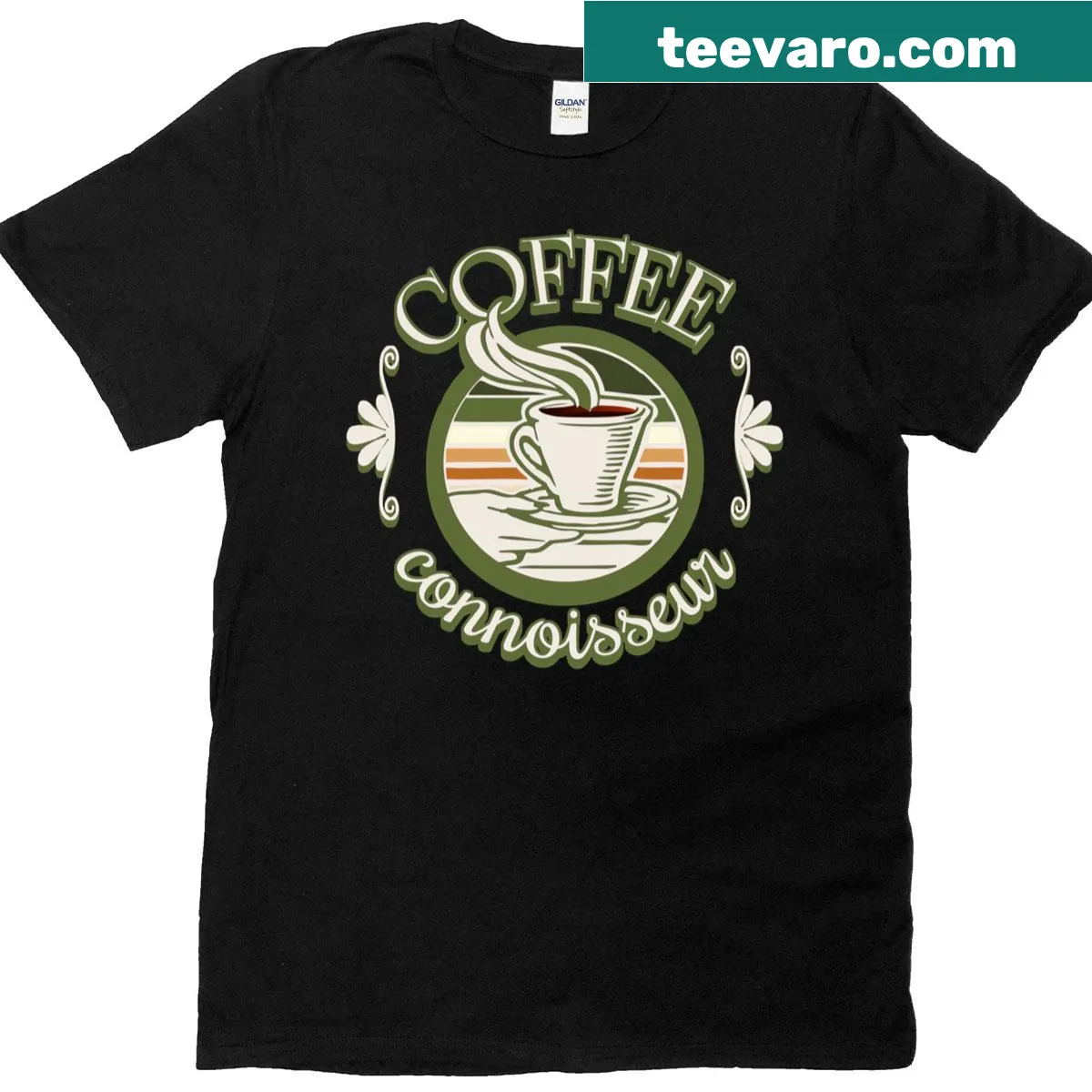 Coffee-themed t-shirt with a modern cup graphic and playful text — on a men's t-shirt