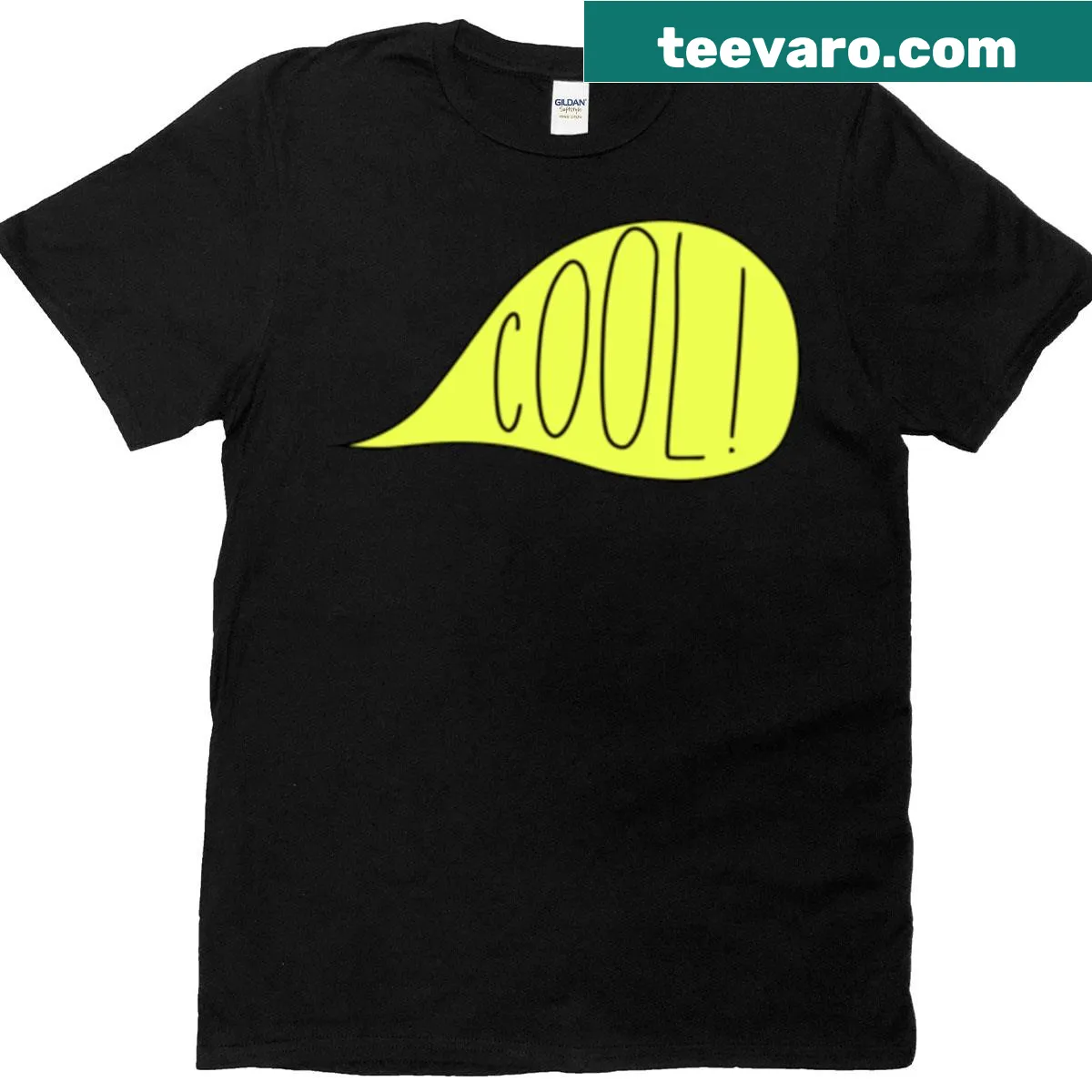 Yellow oversized t-shirt with a humorous phrase printed boldly — on a men's t-shirt