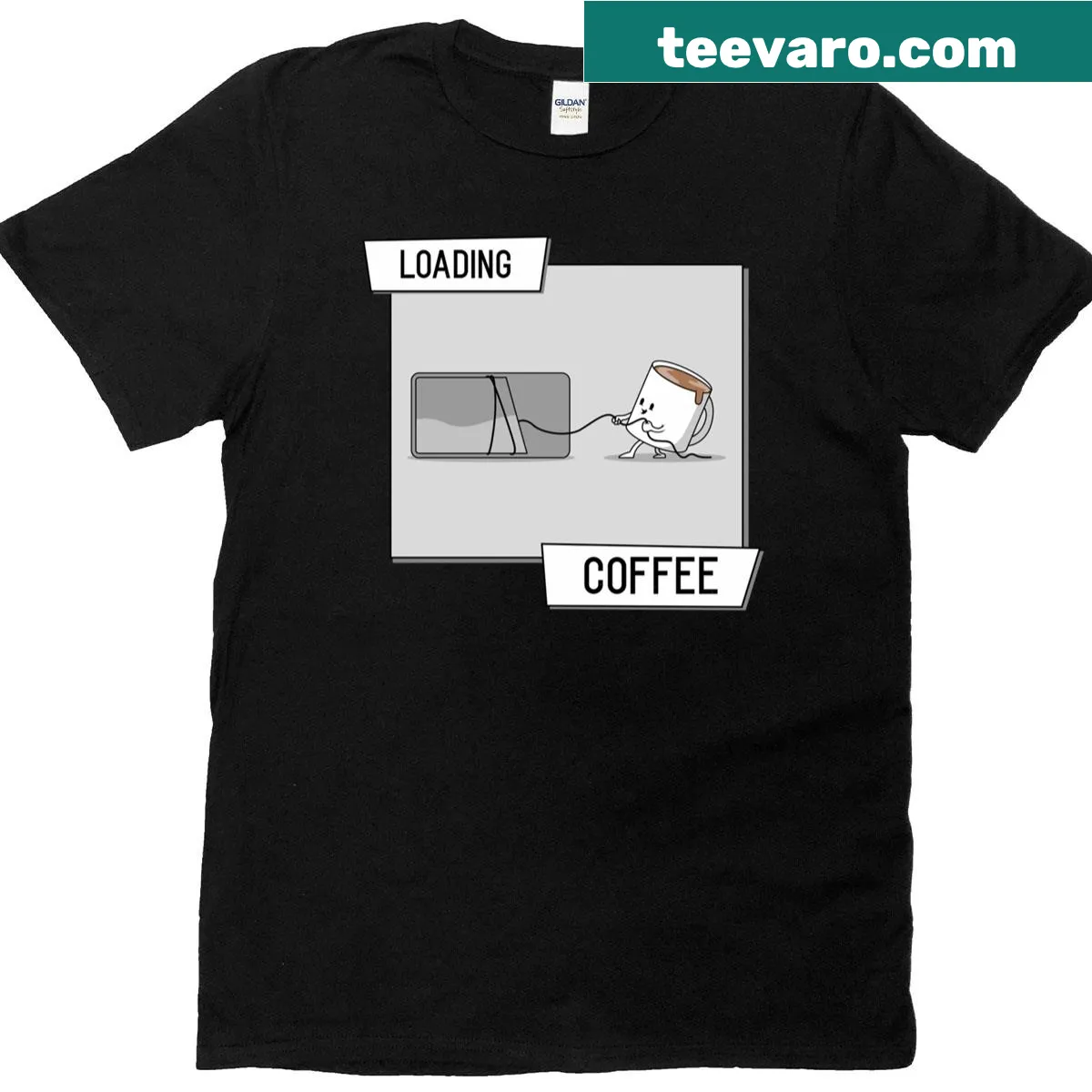 Cute coffee characters design with loading coffee cups — on a men's t-shirt