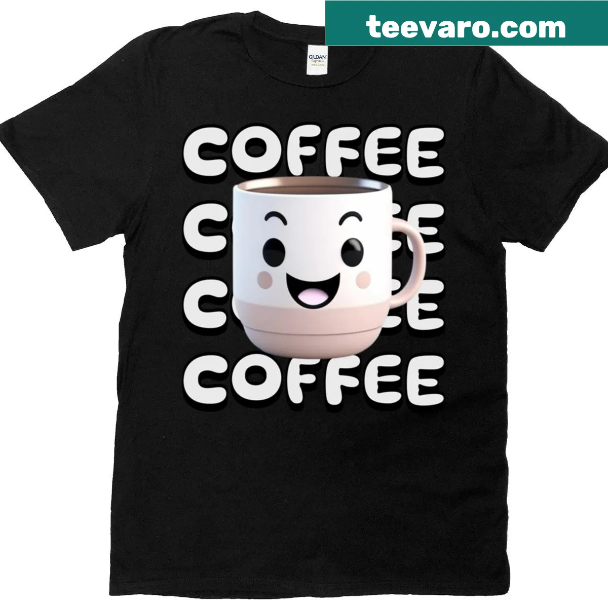 Oversized t-shirt with cute coffee mug illustration — on a men's t-shirt