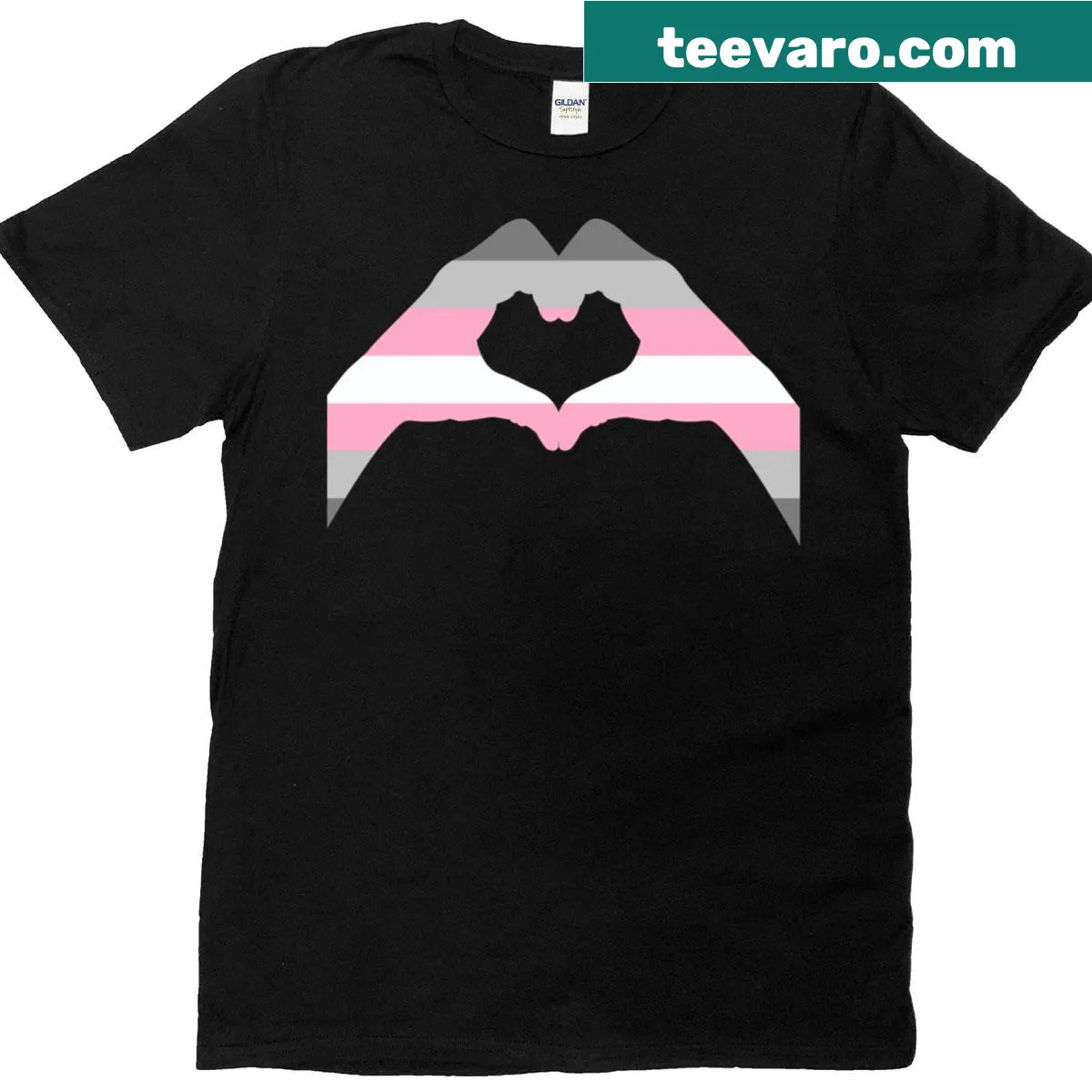 Oversized shirt featuring the demigirl flag and pride message. — on a men's t-shirt