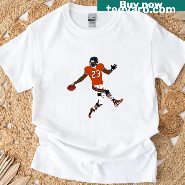 Illustration of Devin Hester in a high step pose on a t-shirt