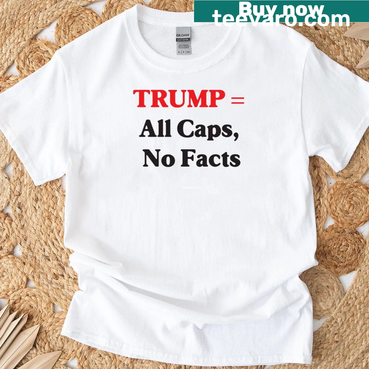 T-shirt with the phrase 'All Caps No Facts' — on a men's t-shirt
