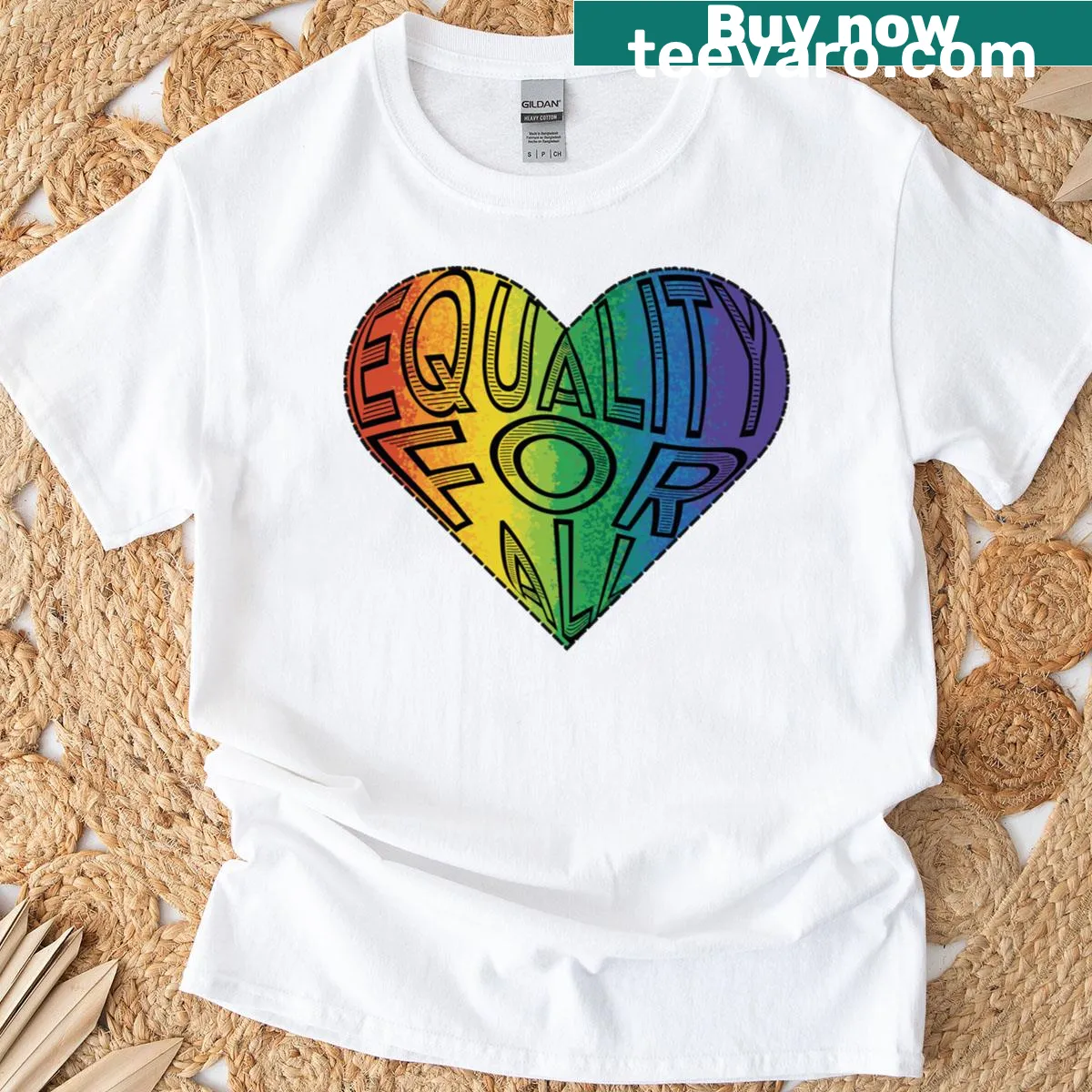 T-shirt with bold lettering stating 'Equality For All' — on a men's t-shirt