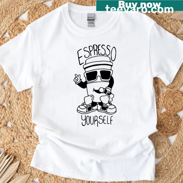 Playful espresso-themed T-shirt for coffee lovers