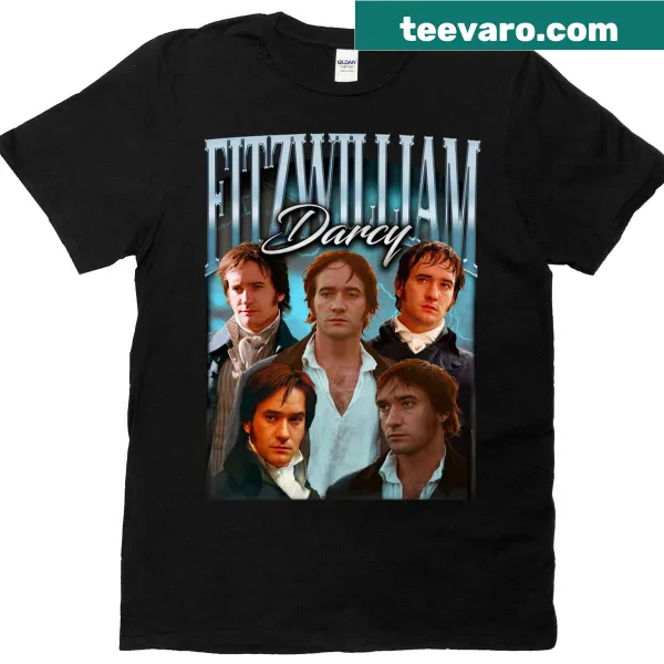 T-shirt featuring Fitzwilliam Darcy from Pride and Prejudice in elegant typography