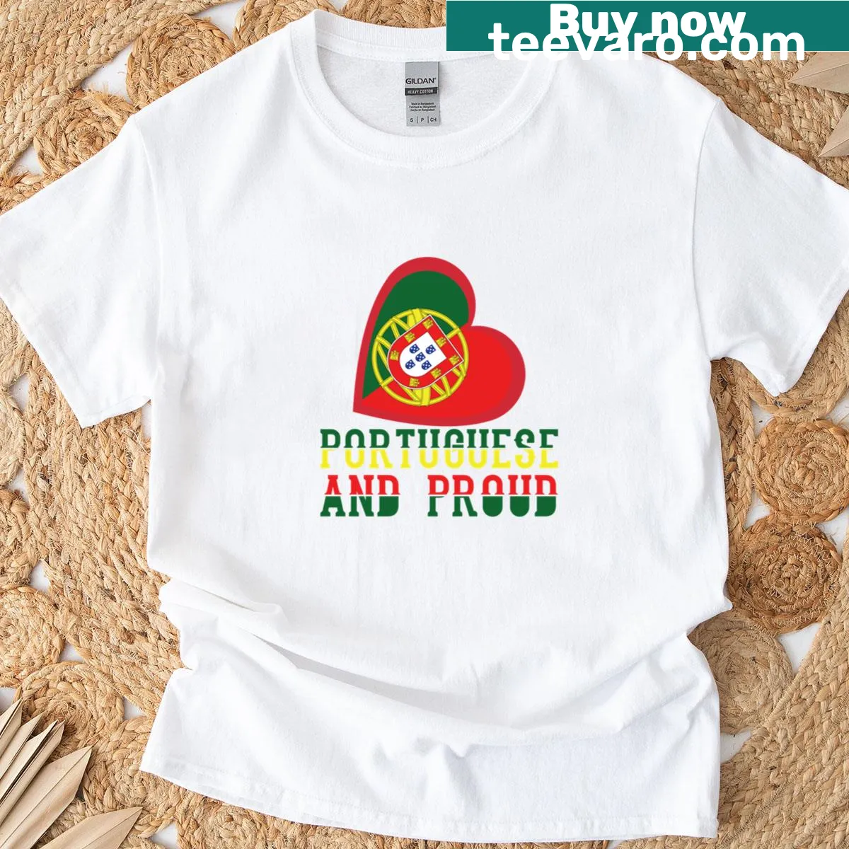 Portuguese flag graphic on a T-shirt — on a men's t-shirt
