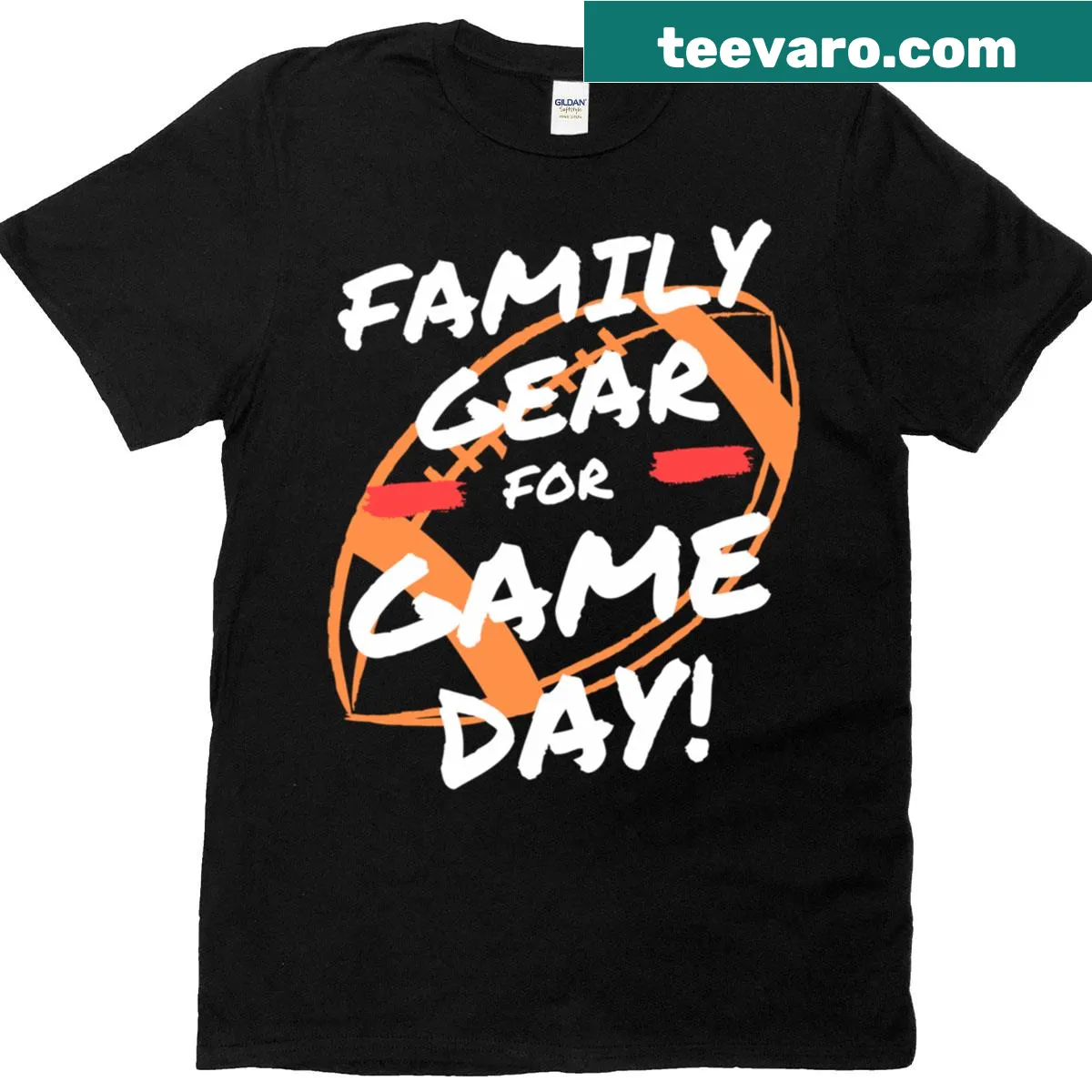 T-shirt with 'Football Family Gear' text celebrating family and sports — on a men's t-shirt
