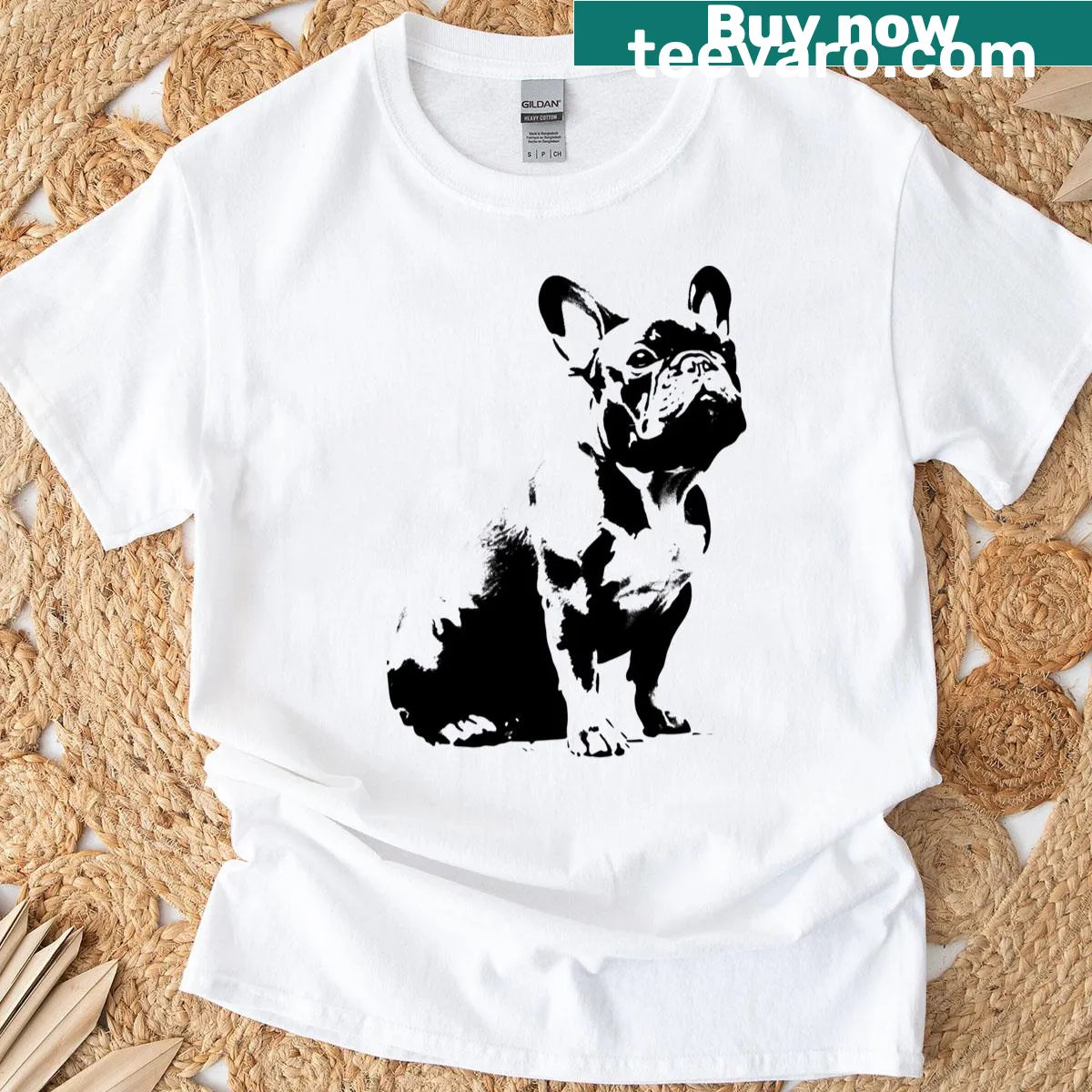 Cartoon French Bulldog in graffiti style on a T-shirt — on a men's t-shirt