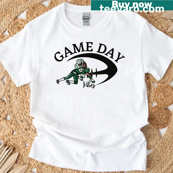Typography design stating 'Game Day Vibes' on a t-shirt