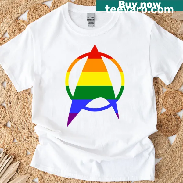 Starfleet Pride t-shirt featuring rainbow elements and bold text