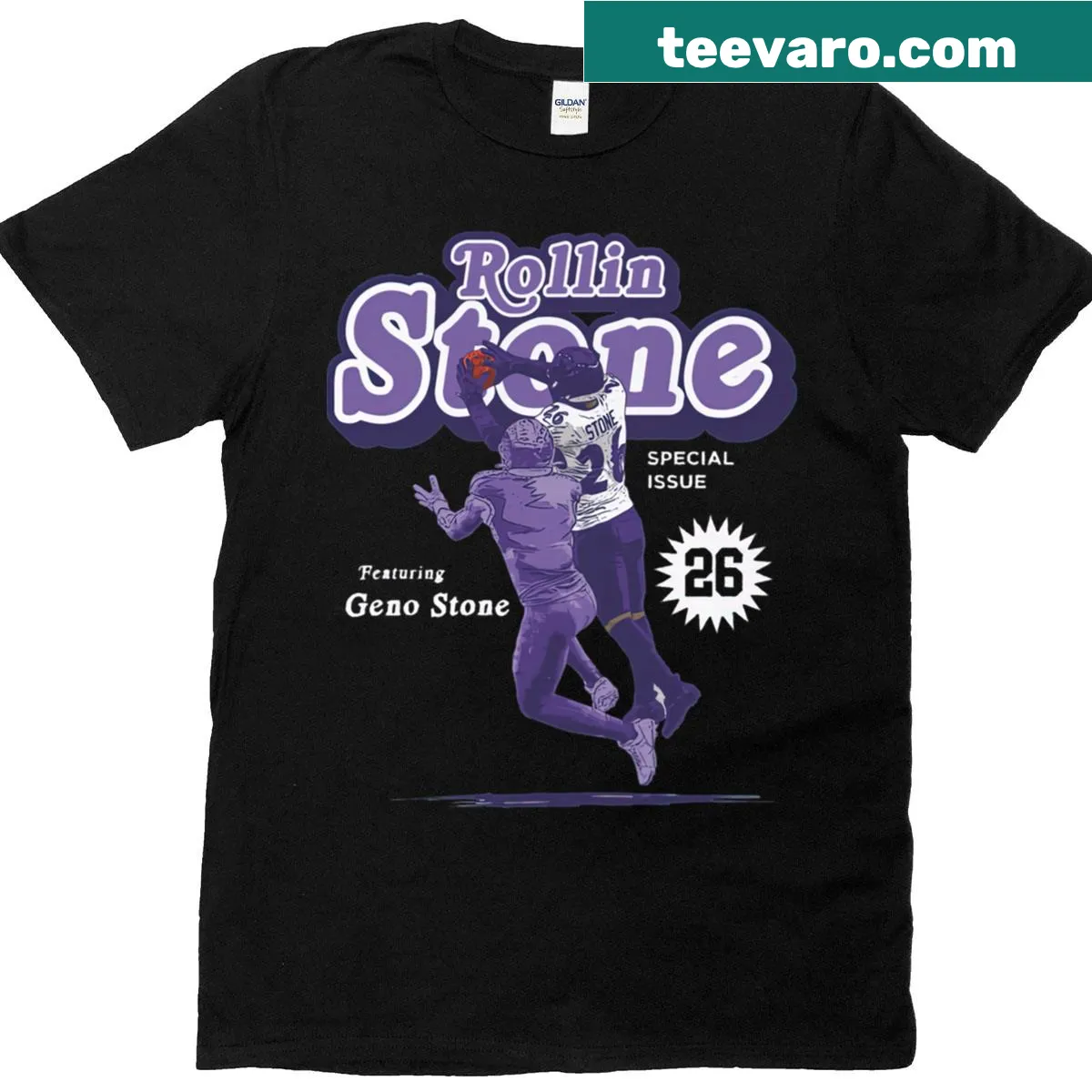 T-shirt honoring Geno Stone and the Rolling Stones — on a men's t-shirt