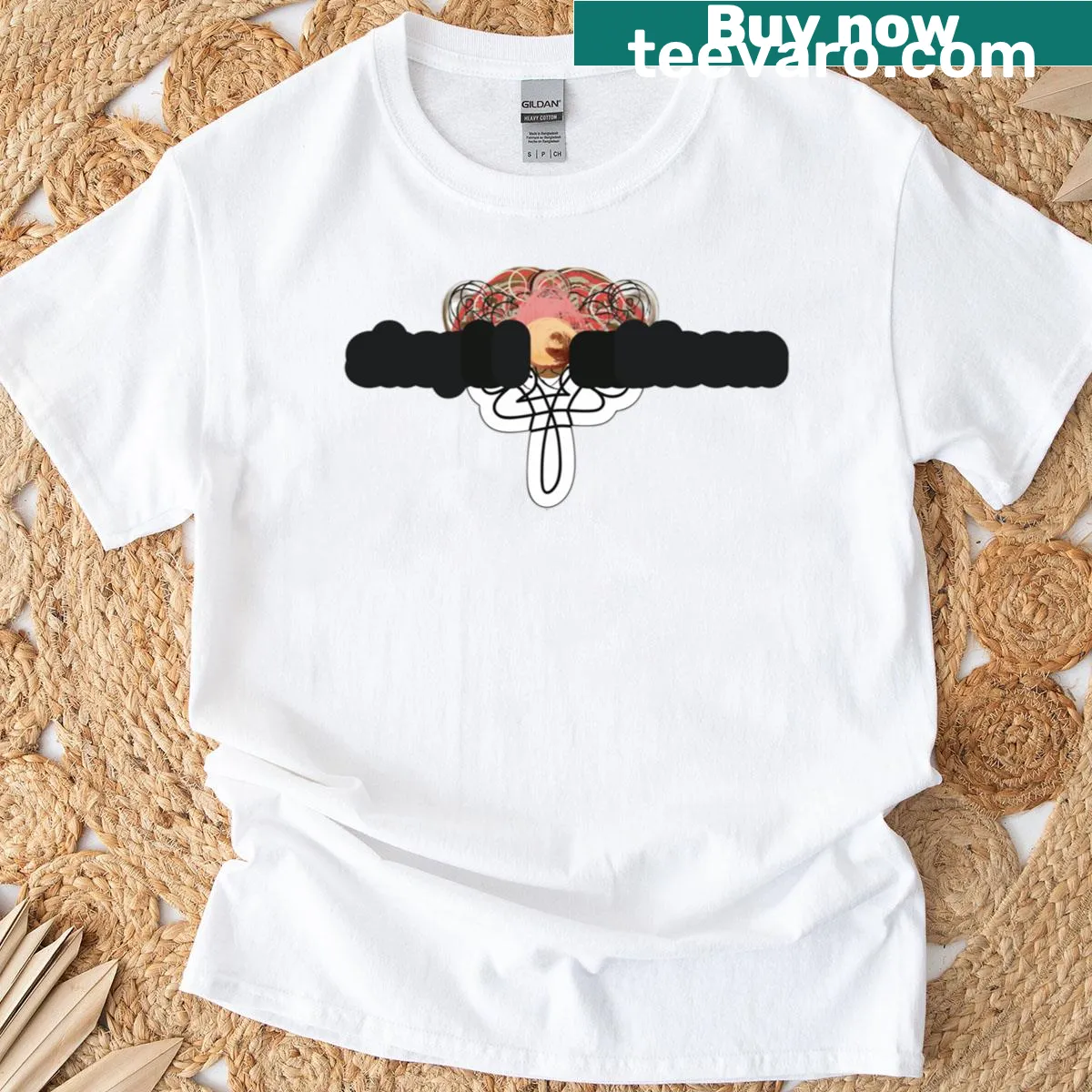 Googly Moth graphic T-shirt in a playful typeface — on a men's t-shirt