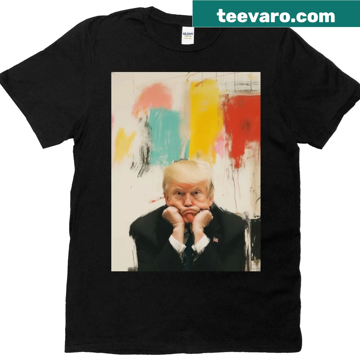 Oversized t-shirt with a grumpy Trump graphic — on a men's t-shirt