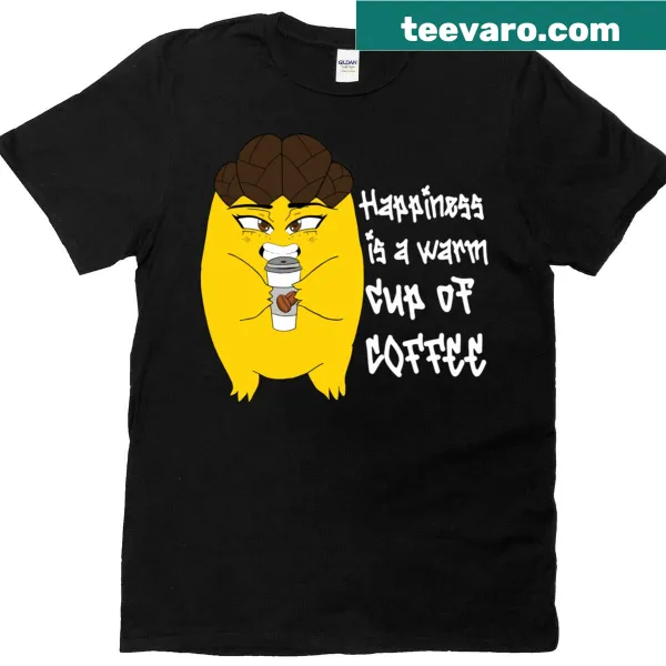 T-shirt with a message about happiness and coffee