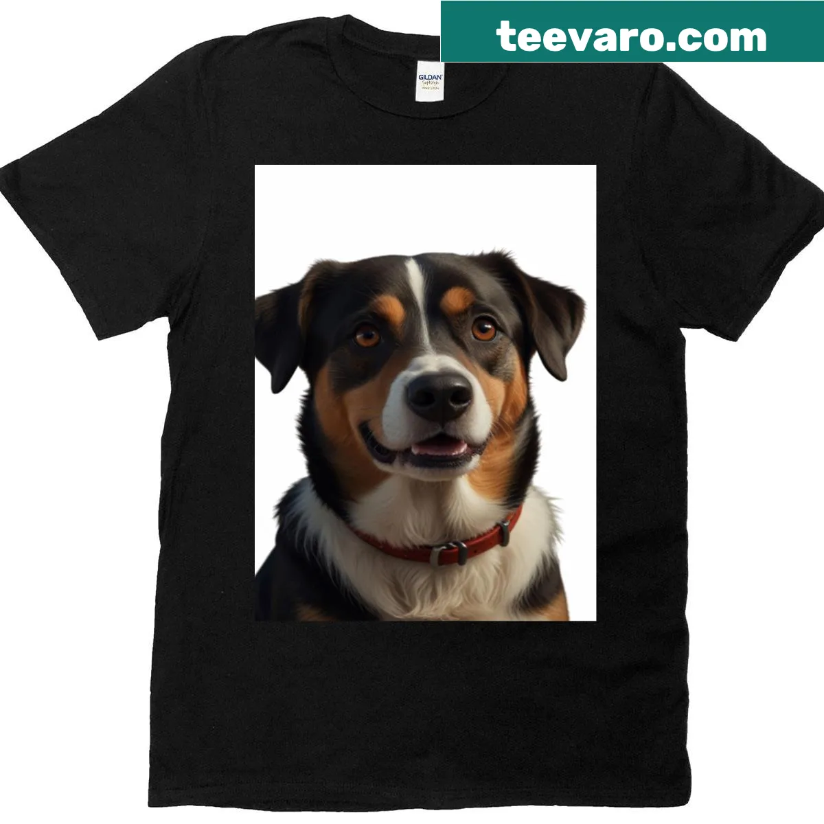 Graphic T-shirt with heart illustration featuring a tail and whiskers — on a men's t-shirt
