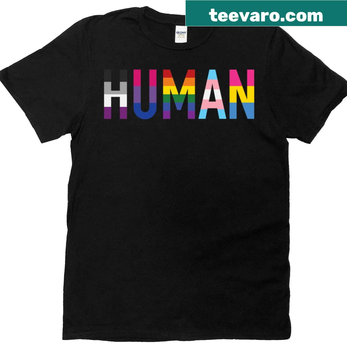 T-shirt featuring various queer flags design — on a men's t-shirt