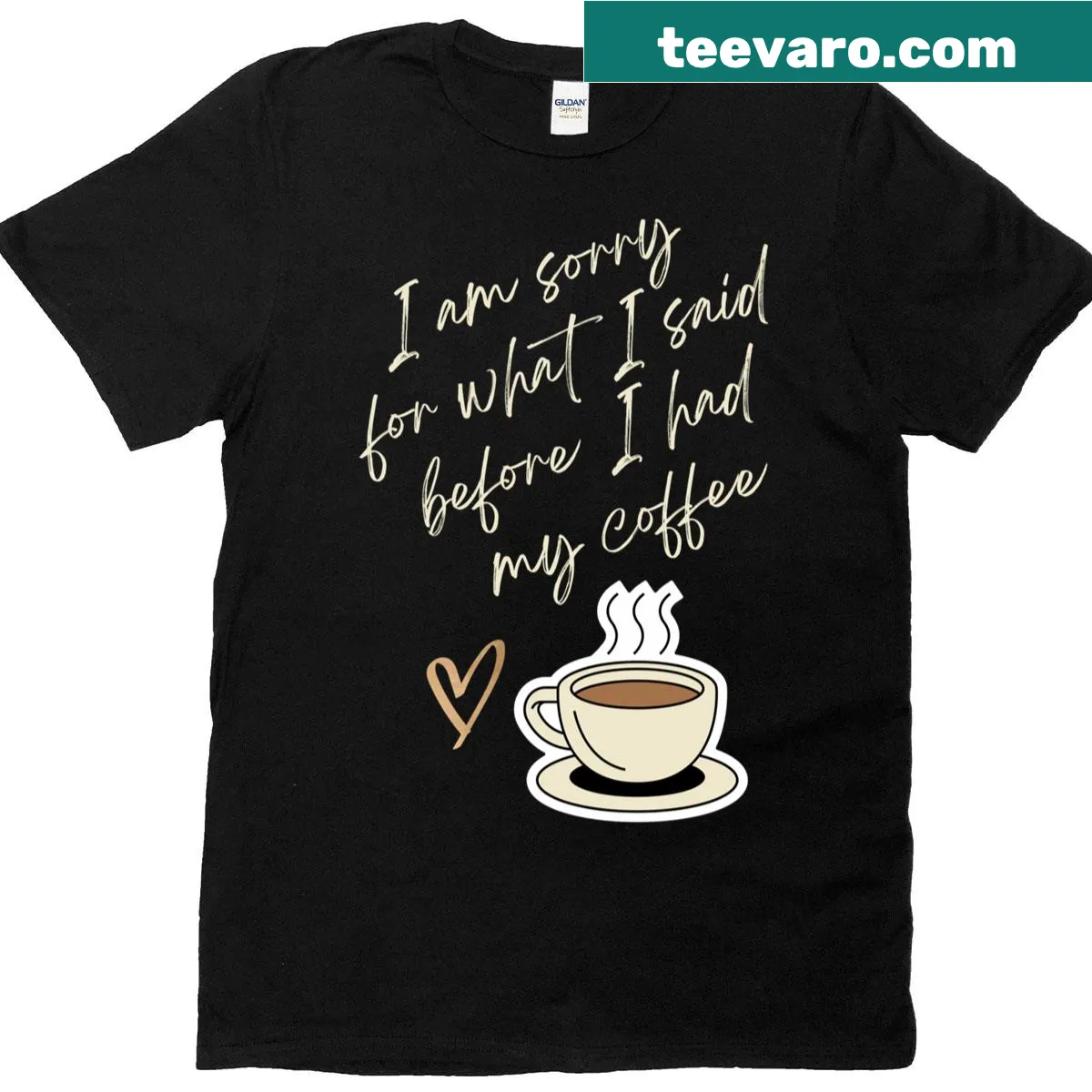 Funny coffee lovers T-shirt with humorous text — on a men's t-shirt