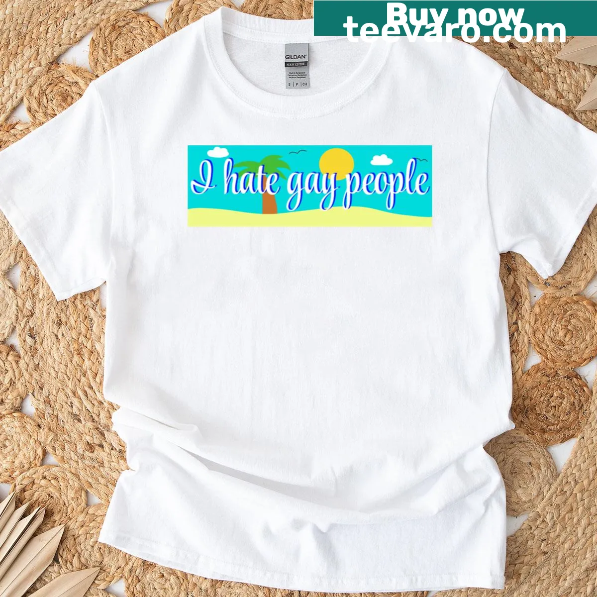 Provocative t-shirt with a strong statement about LGBTQ+ issues. — on a men's t-shirt
