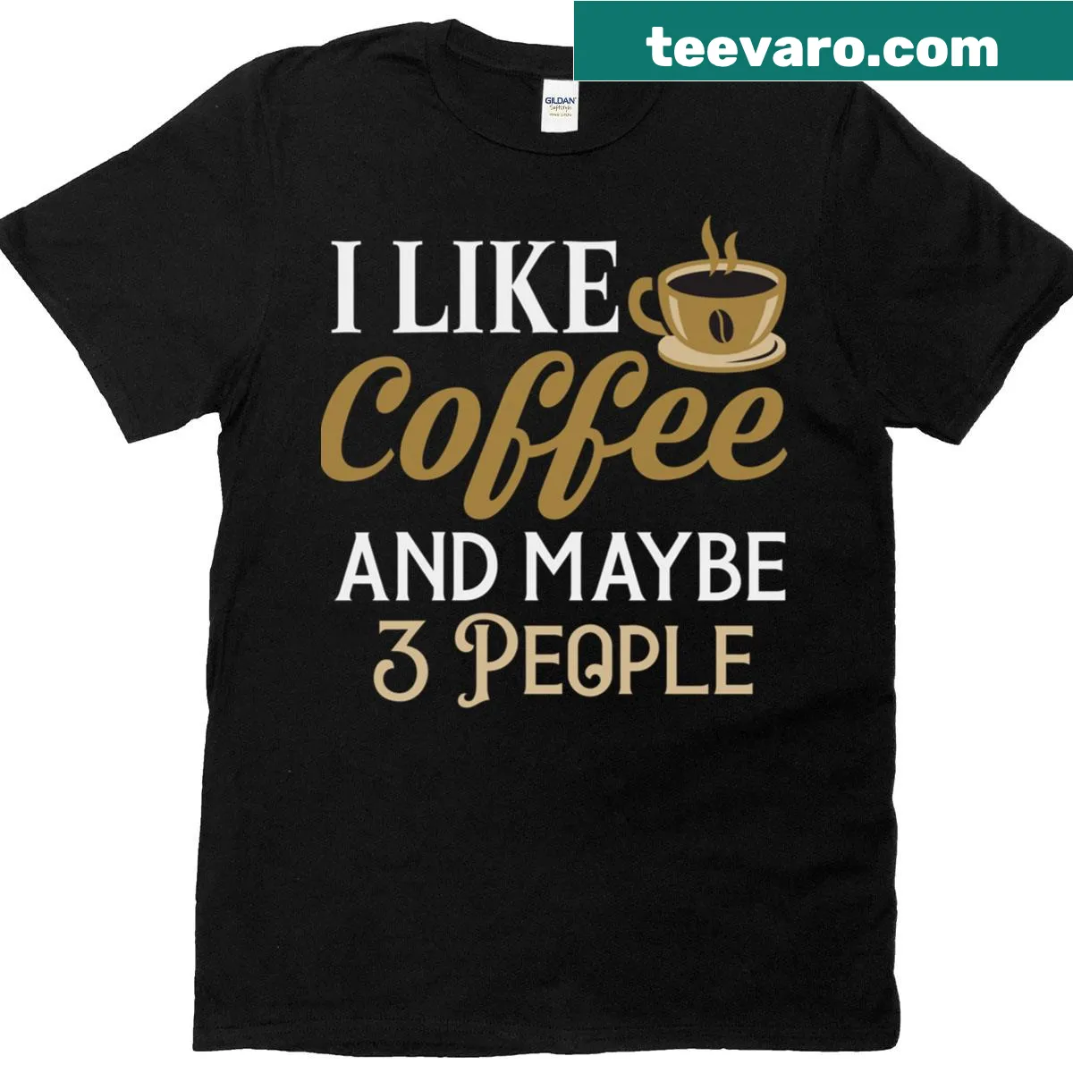 T-shirt expressing love for coffee and a few friends — on a men's t-shirt