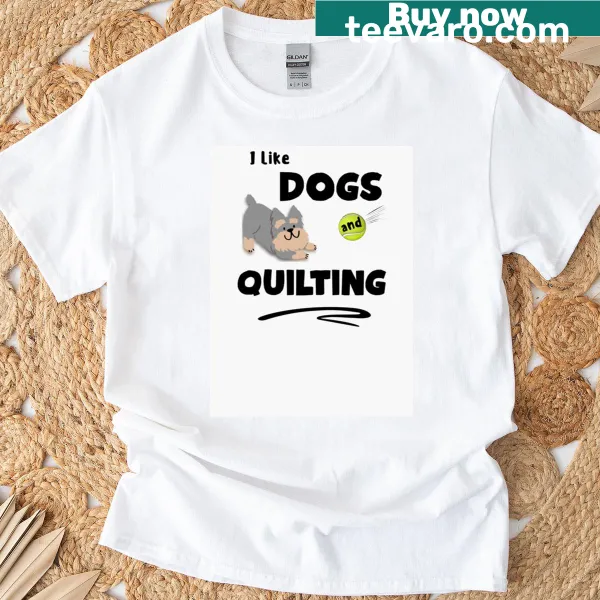 Cute dog and quilting graphic on a T-shirt