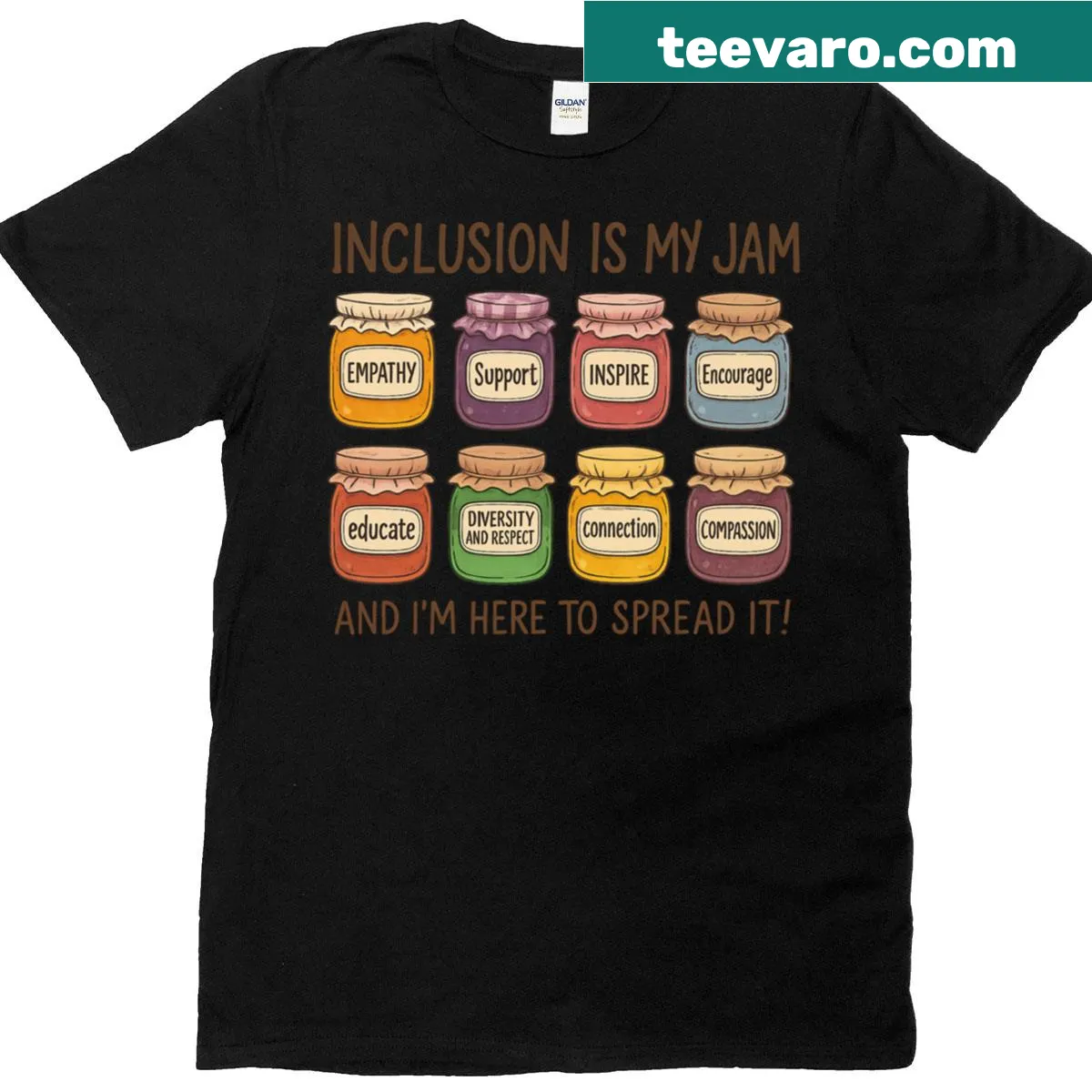 Fitted T-shirt with 'Inclusion Is My Jam' graphic — on a men's t-shirt