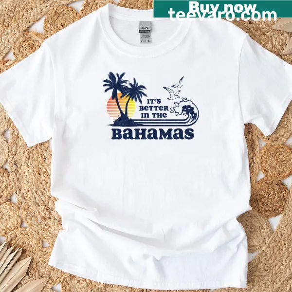 Vintage style t-shirt featuring nostalgic Bahamas travel graphics.