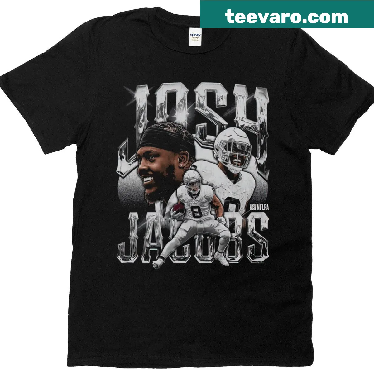 Josh Jacobs Las Vegas Vintage T-shirt with classic design — on a men's t-shirt
