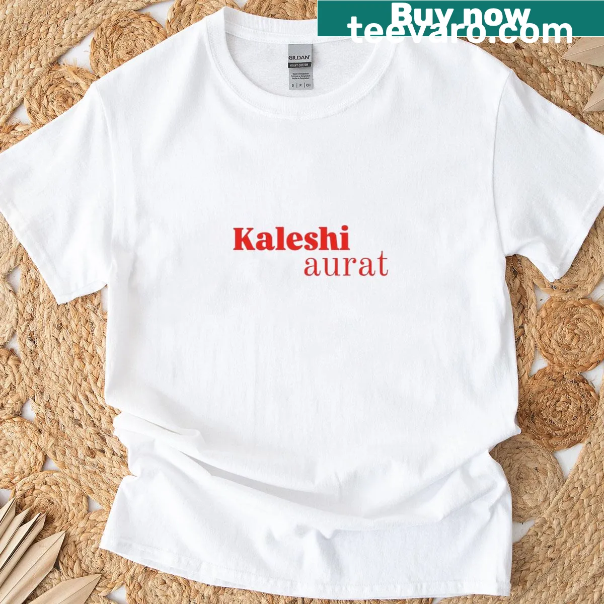 Illustration celebrating feminine strength on Kaleshi Aurat t-shirt — on a men's t-shirt