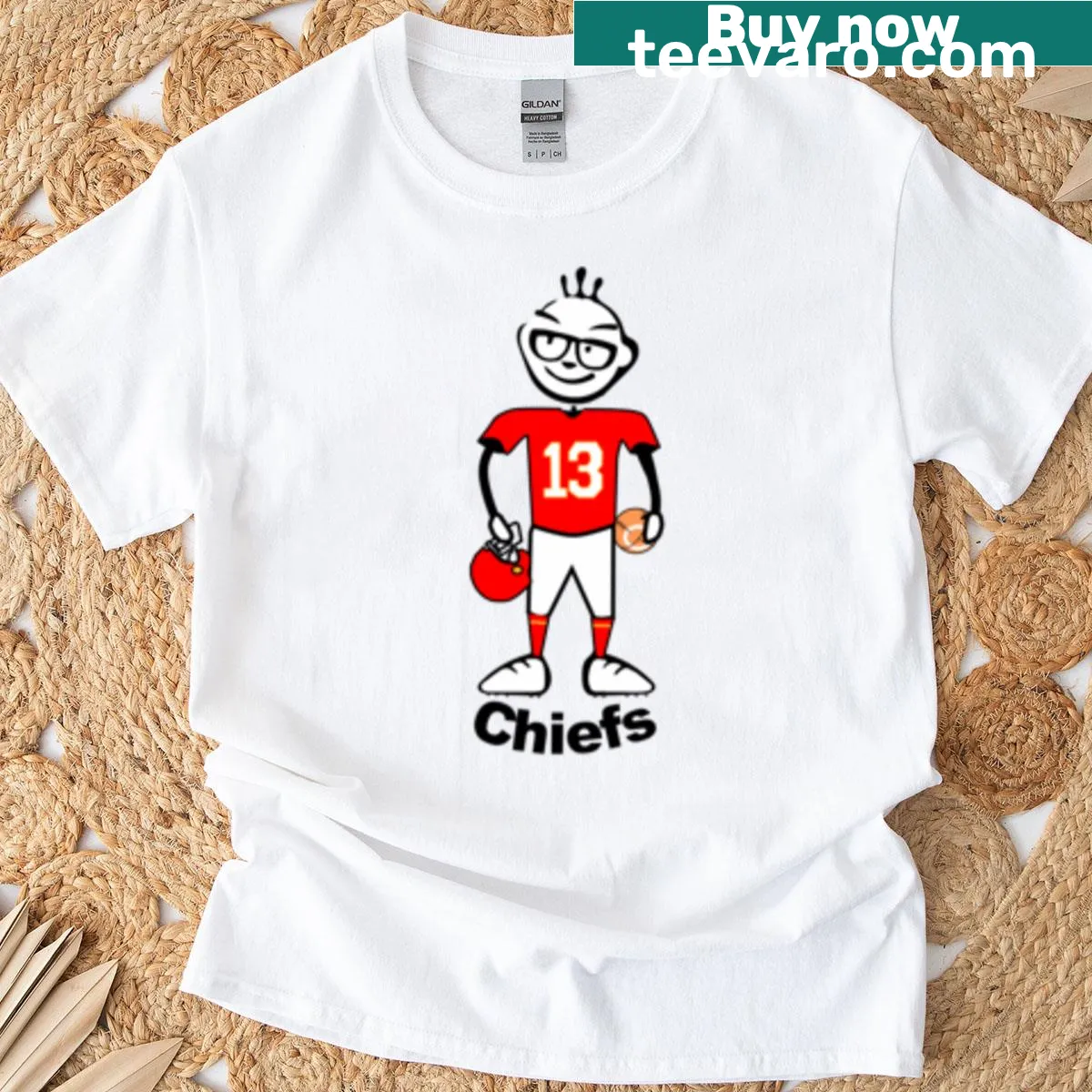 Kansas City Chiefs Football t-shirt featuring team name and logo — on a men's t-shirt