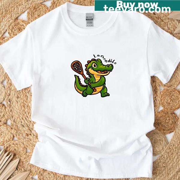 Playful cartoon crocodile illustration on a fun T-shirt.