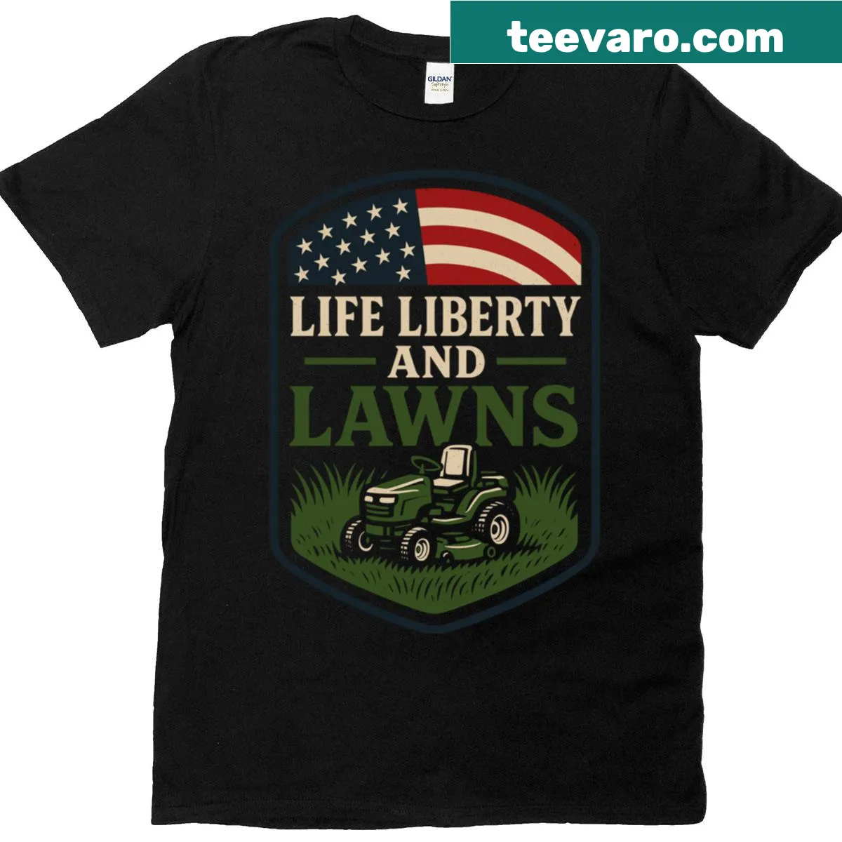 T-shirt featuring 'Lawn Boss' text celebrating landscaping and gardening — on a men's t-shirt