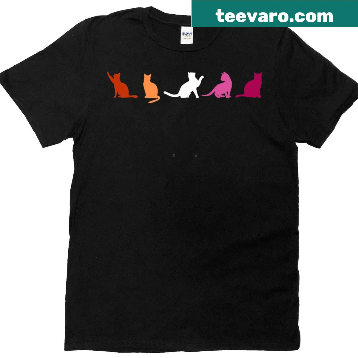 Lesbian Pride T-shirt with cute cat illustrations — on a men's t-shirt