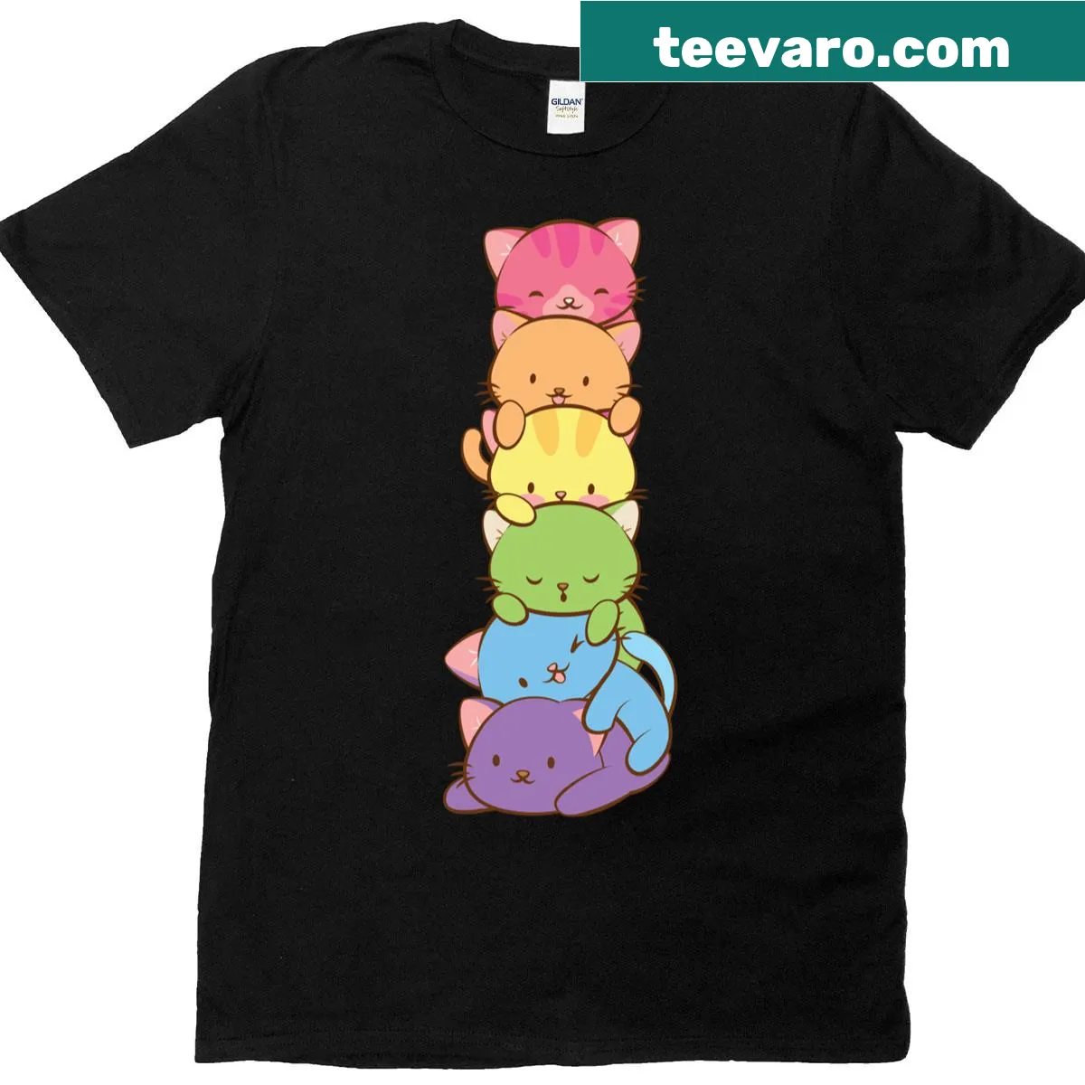 Kawaii rainbow cats design on Gay Pride flag t-shirt — on a men's t-shirt