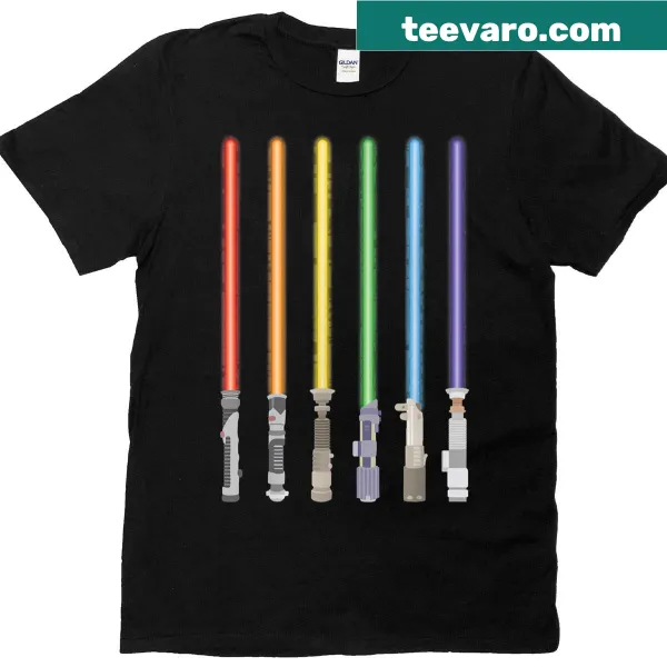 Light sword design with LGBTQ+ pride flag on t-shirt