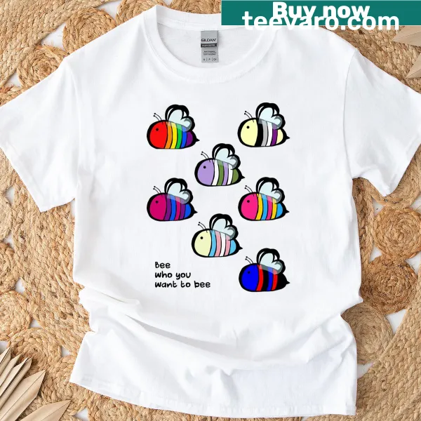 Lgbt Pride Bee Swarm T-shirt with playful bee graphic