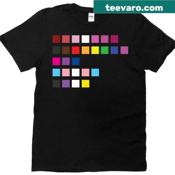 Minimalist graphic t-shirt featuring abstract LGBTQ+ pride squares