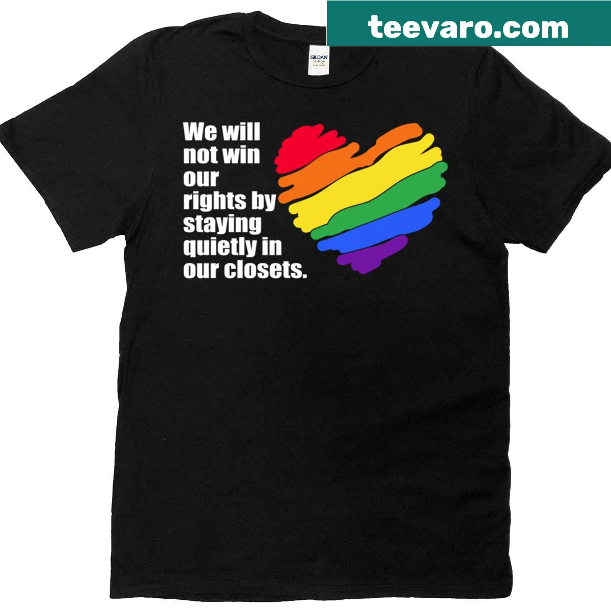 Inspirational LGBTQ quote graphic t-shirt for pride month — on a men's t-shirt
