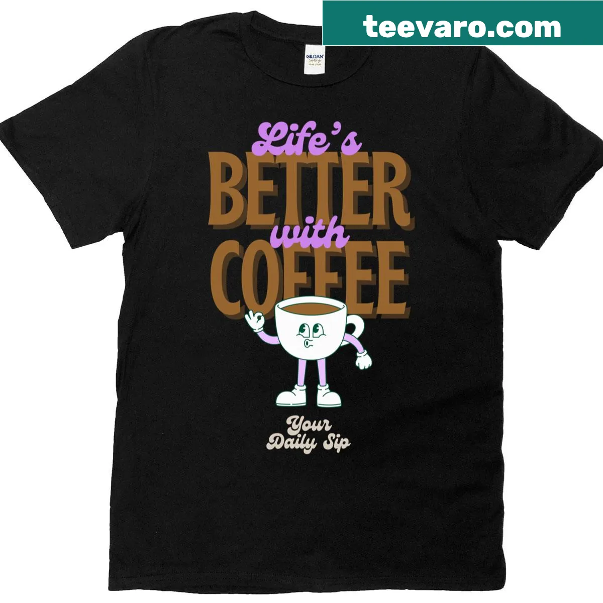 Coffee lovers design stating 'Life's Better With Coffee' on t-shirt — on a men's t-shirt