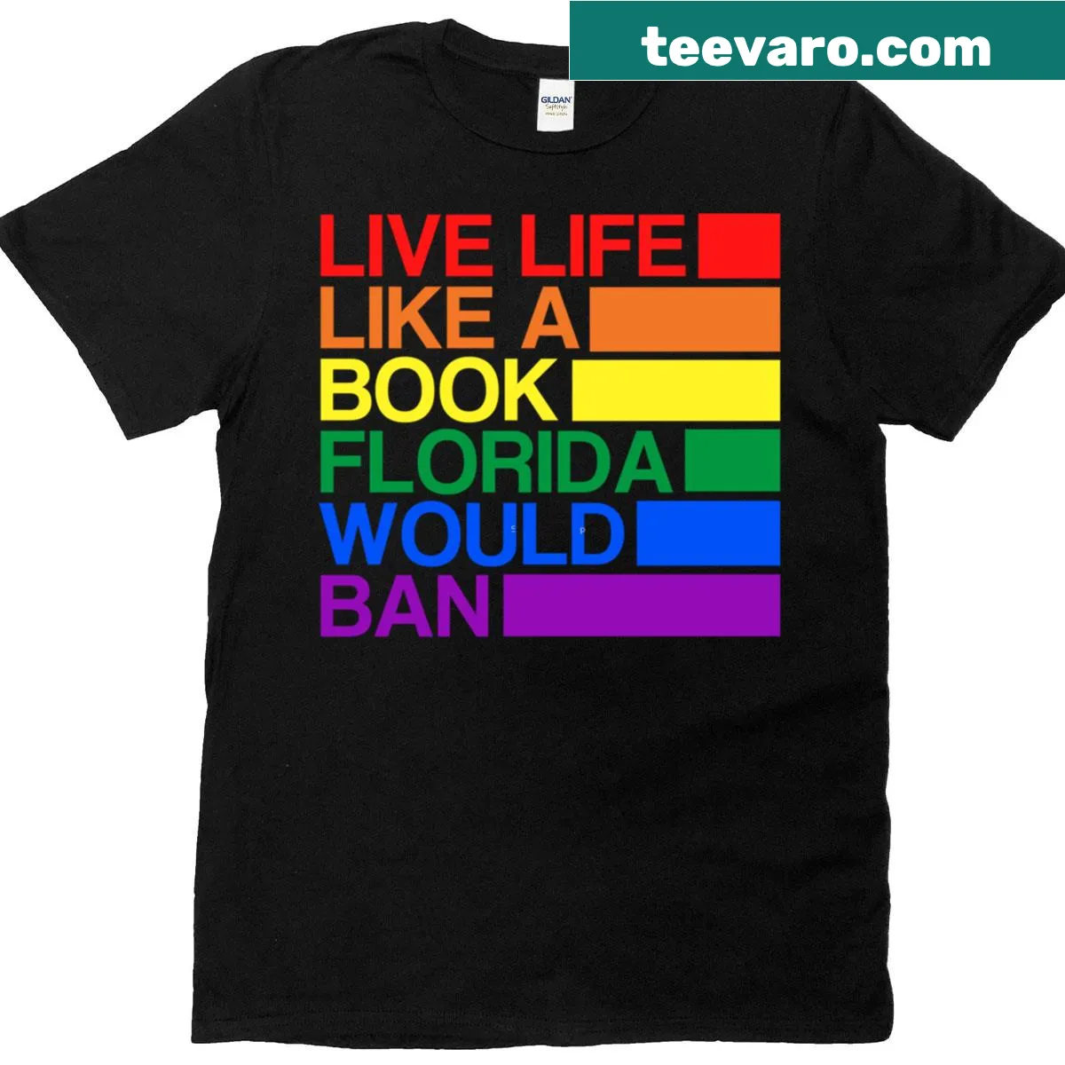 Statement T-shirt with the phrase about LGBTQ rights and Florida's bans — on a men's t-shirt