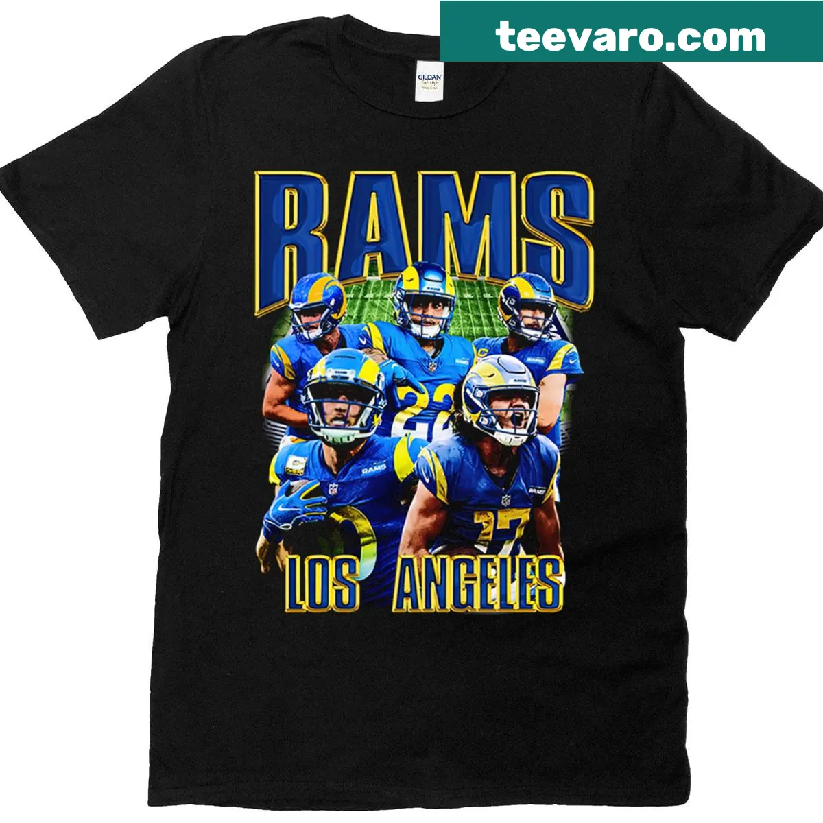 Vintage style t-shirt featuring a bold letter 'R' representing Los Angeles — on a men's t-shirt