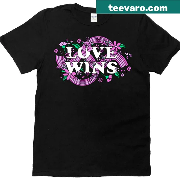 T-shirt featuring the phrase 'Love Wins' promoting acceptance