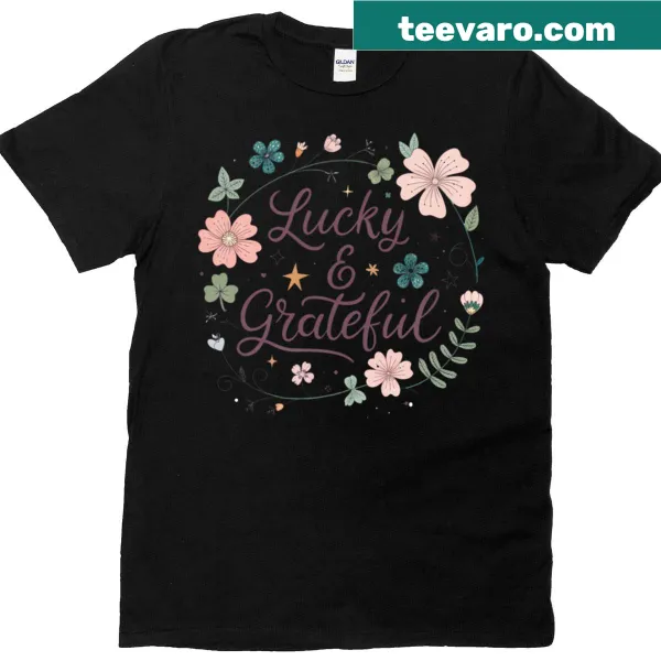 Oversized T-shirt with a Lucky And Grateful message