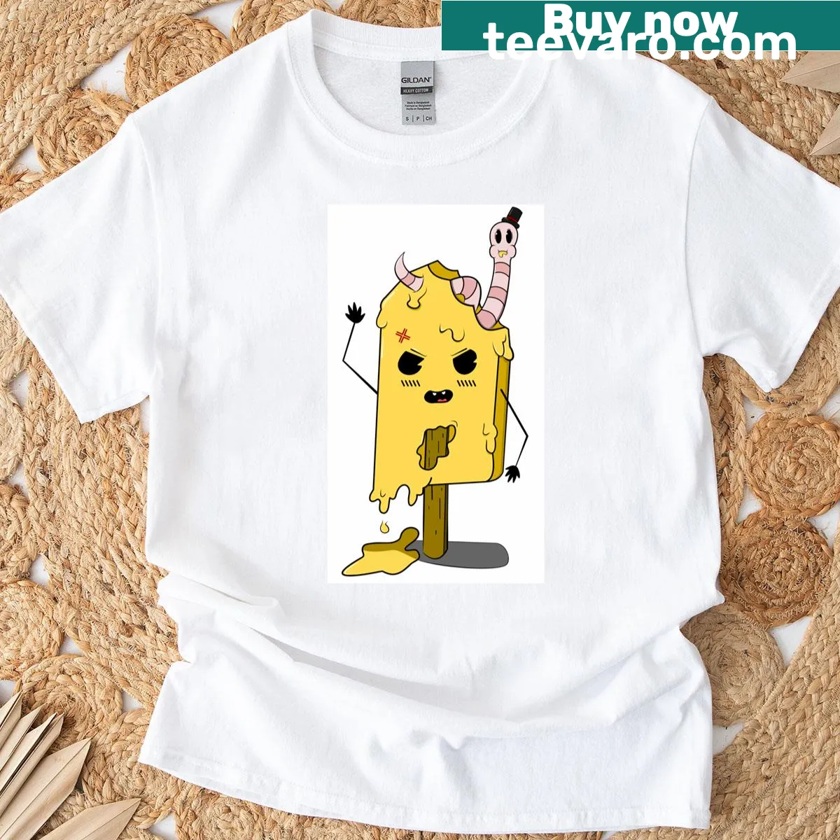 Cartoon illustration of an angry ice cream cone on T-shirt — on a men's t-shirt