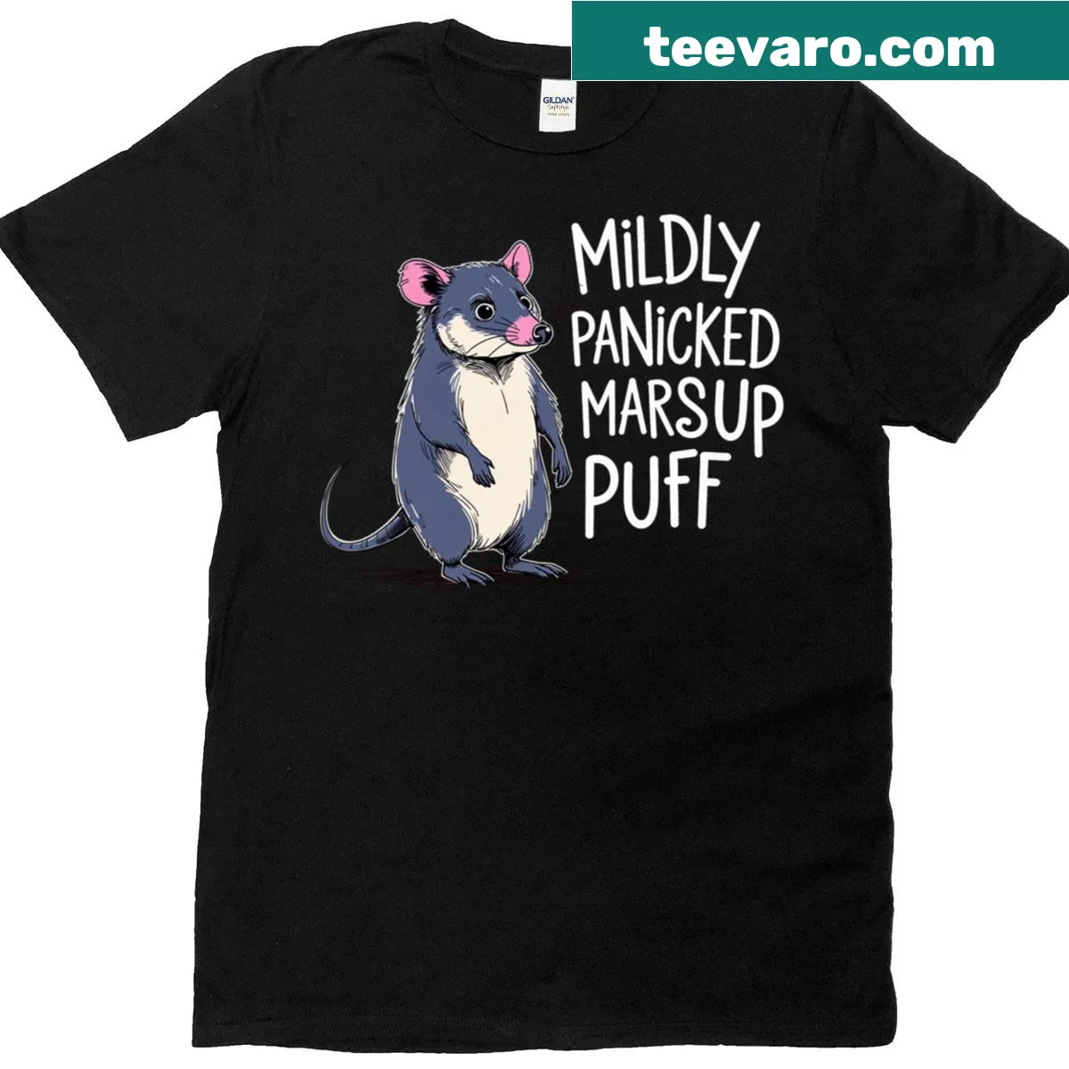 Funny Marsupuff character on gaming-themed T-shirt — on a men's t-shirt