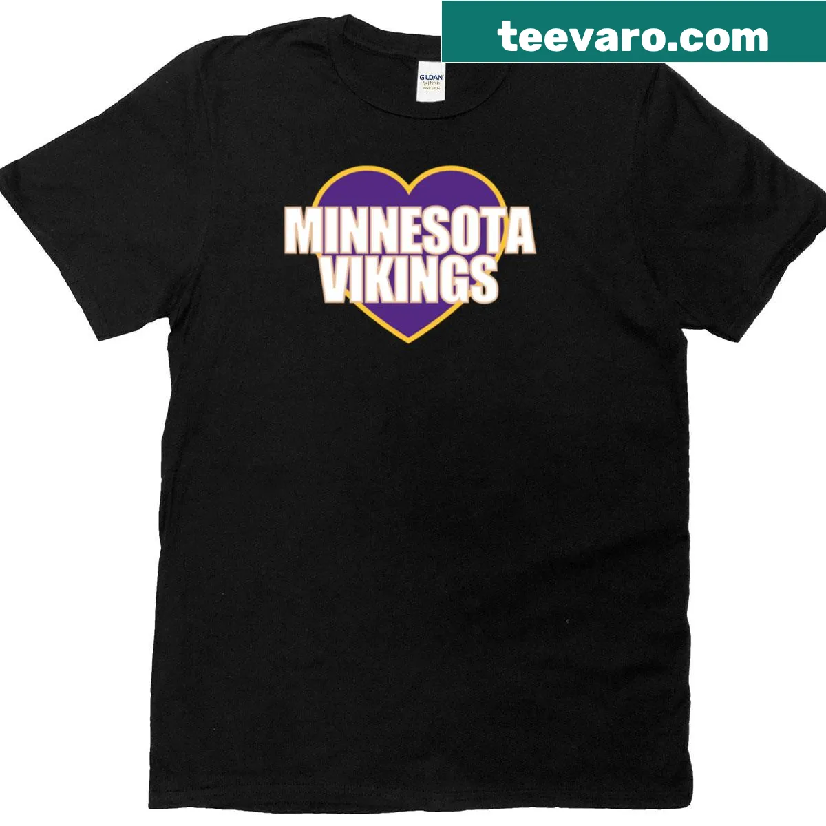 Minnesota Vikings oversized T-shirt with heart design featuring the logo — on a men's t-shirt